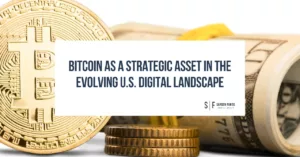 Bitcoin as a strategic asset concept over digital network infrastructure map of the United States